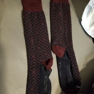 Men's Large Red Patterned Nautica Dress Socks